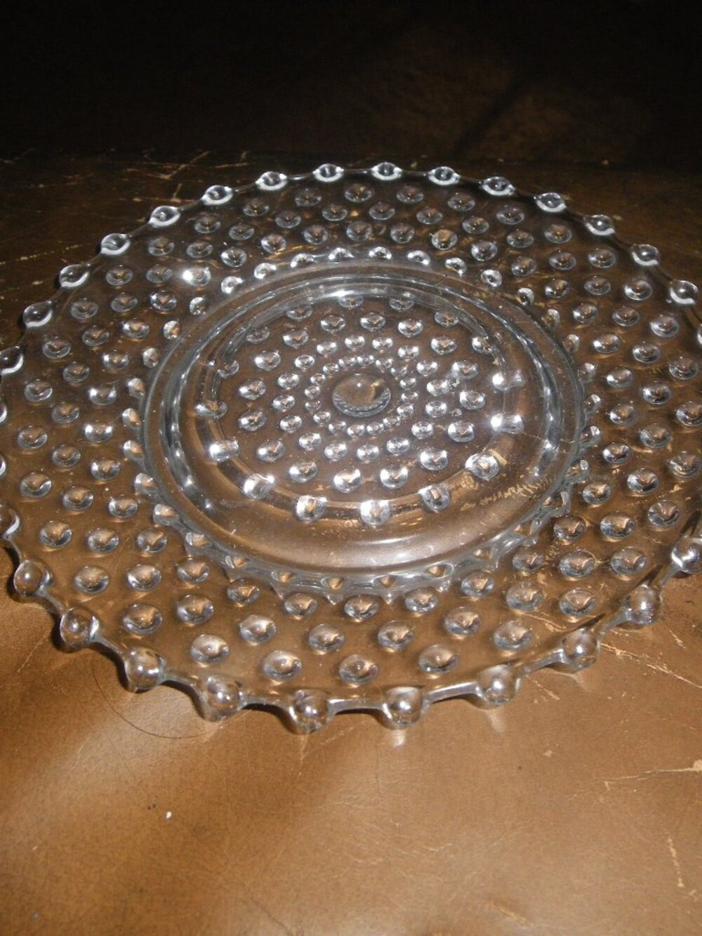 Vintage Dimpled Glass Candle Plate Holder